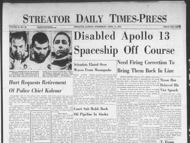 Historical covers for April 15: Disabled Apollo 13 Spaceship Off Course