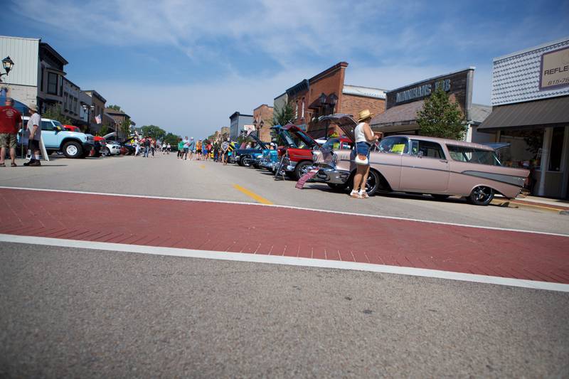 Cars fill the street as locals gather at the Crusin' to Genoa Car Show on Saturday, Aug.16,2025 in Genoa.