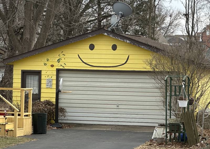 This smiley face garage is located at the intersection of South Winter St and E. Marion Street on Friday, Feb. 24, 2023 in Princeton.