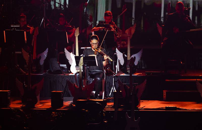 Members of the Rockford Symphony Orchestra start the show Thursday, Aug. 29, 2024, during the opening of the Hard Rock Casino Rockford.