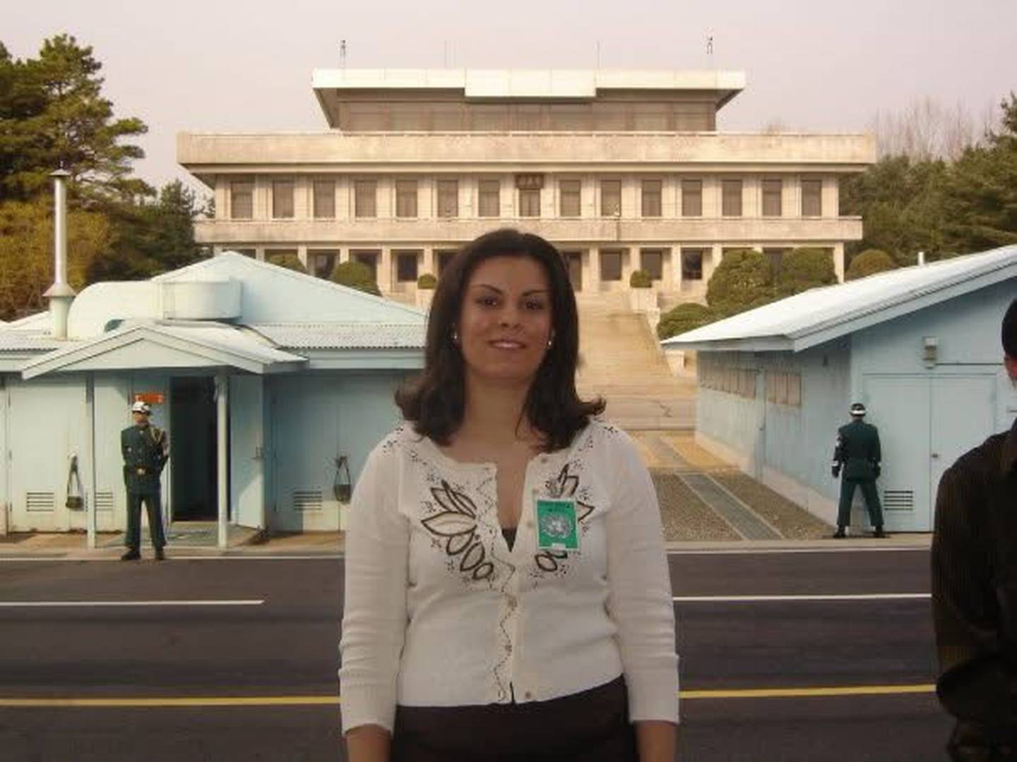 Tara Phelps, a registered nurse with Morris Hospital and an Army veteran, stands at the demilitarized zone between North and South Korea.