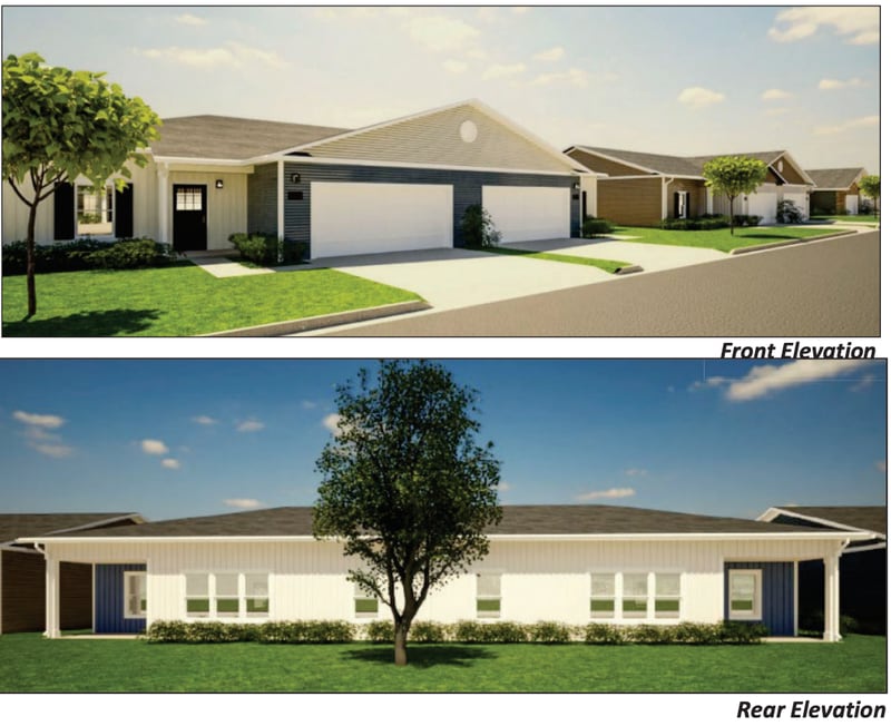 Proposed elevations for a rental development in Huntley.