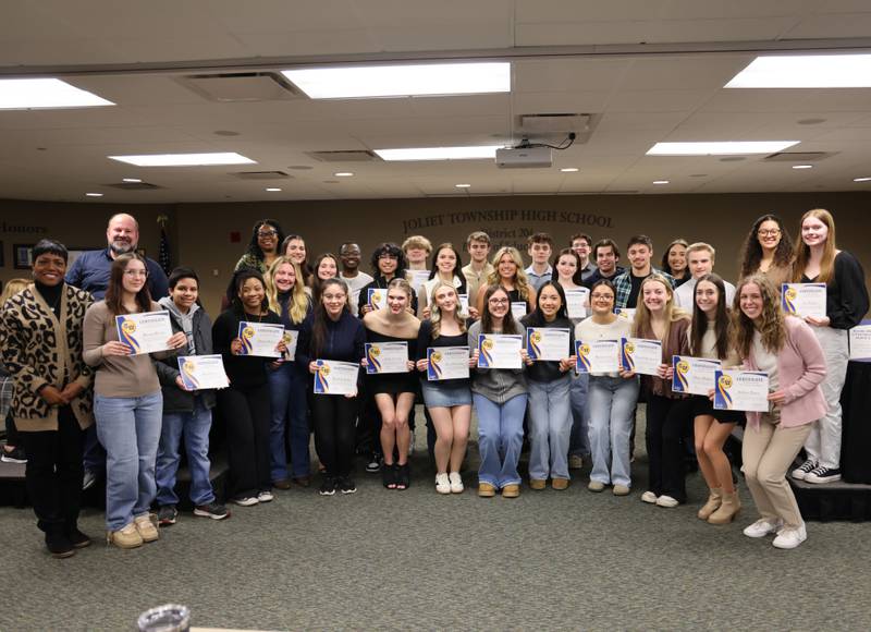 Joliet West High School recognized 69 of its students as Illinois State Scholars at its Board of Education meeting on Feb. 18, 2025