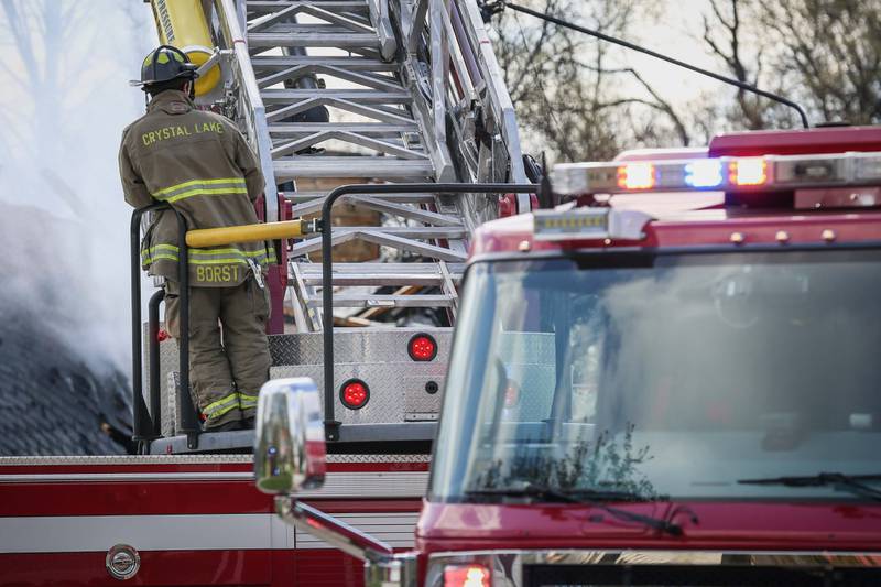 The Crystal Lake Fire Rescue Department responds to a house fire at 9:09 a.m. Monday, April 24, 2023, in the 600 block of Glenbrook Road in Crystal Lake.