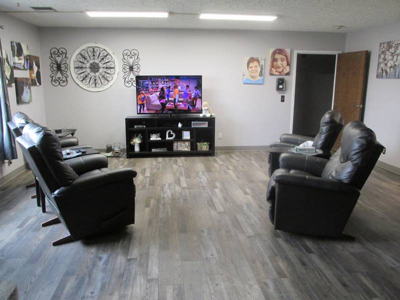 The renovated living room at Knox Estates has a new television, recliners, television, flooring and fresh coat of paint as the Streator Unlimited Foundation spent roughly $634,000 to restore each of the agency's residential facilities.