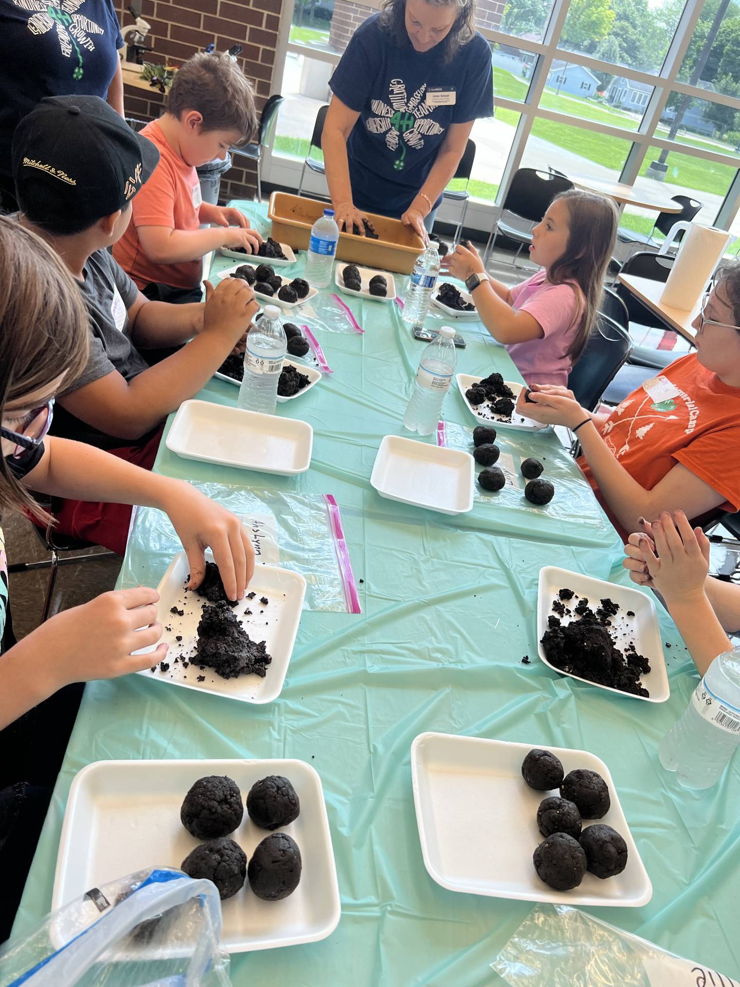 Participants at the Pollinator Celebration at Hall High School in Spring Valley make seed bombs.