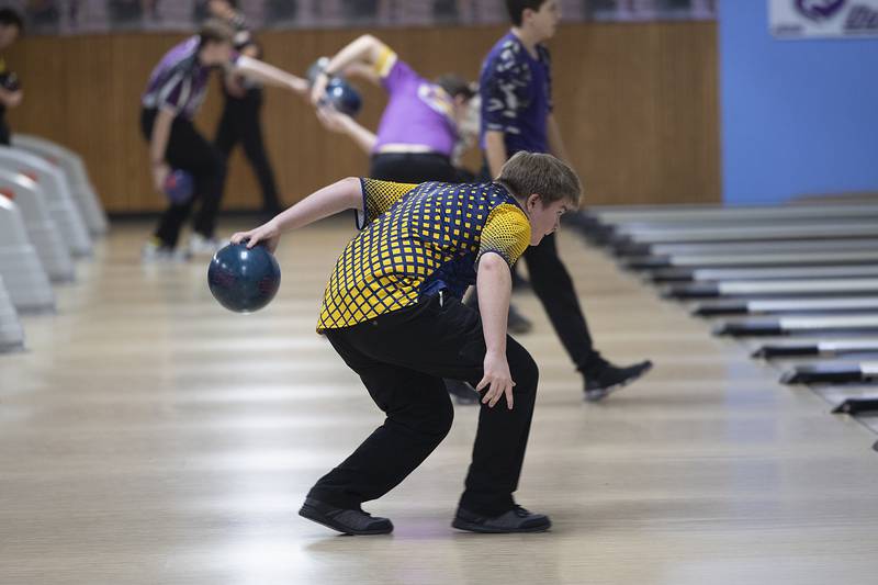 Sterling’s David Oelrichs bowls in Dixon’s Toughman Tournament at Plum Hollow Thursday, Jan. 2, 2025.