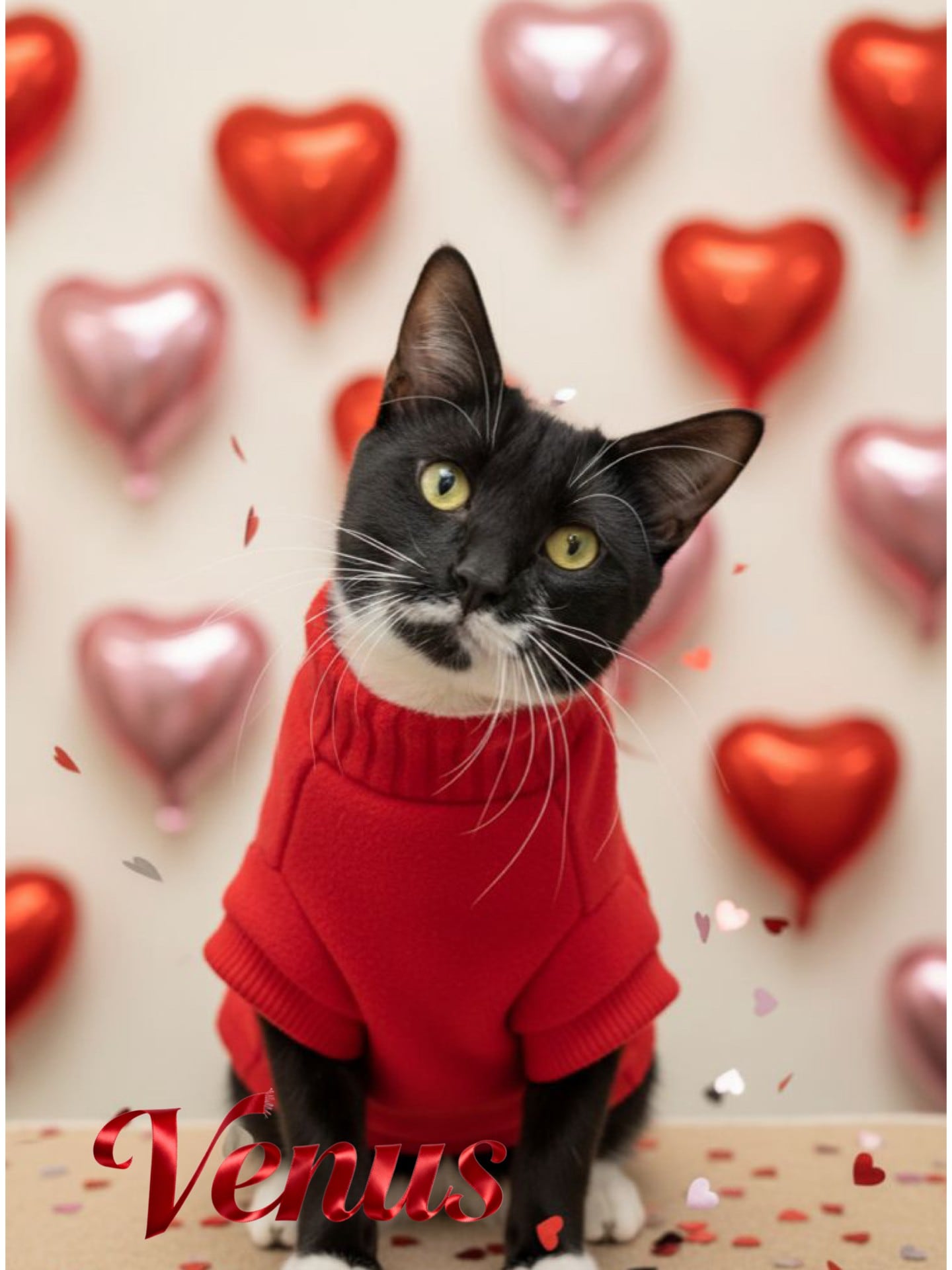 Venus is a sweet 11-month-old, 11-pound tuxedo kitten. She enjoys pets and loves to play. Her brother Jupiter is also up for adoption, as well as her mother Sky. To meet Venus, Jupiter and Sky, visit Will County Humane Society at willcountyhumane.com and follow the instructions for the adoption process.