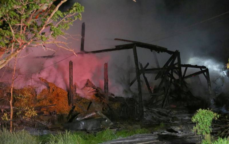 The remains of a barn fire located in the 19000 block of 1725 East Street on Thursday, May 9, 2024 near Princeton. A box alarm was sent out shortly after 9:30p.m. for Bureau County fire units.