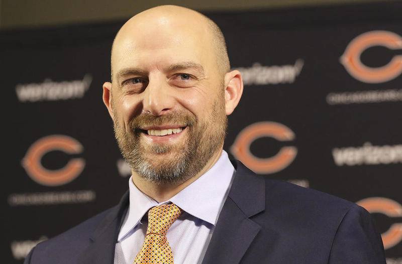 Chicago Bears head coach Matt Nagy addresses the media at Halas Hall in Lake Forest on Tuesday, Jan. 9, 2018.