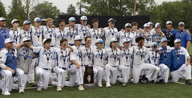 Newman finished their season 28-9 after losing to Eureka 9-3 Saturday, June 7, 2025, during the Class 2A state baseball third place game at Illinois Field in Champaign.