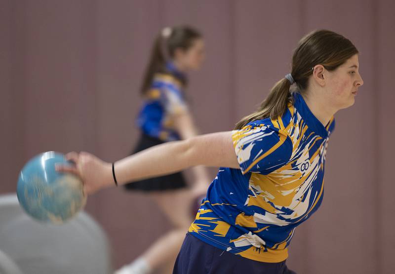 Sterling’s Hailey Conderman bowls against against Galesburg Tuesday, Jan. 7, 2025, at Blackhawk Lanes.