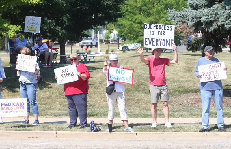 People gather during a No Kings Independence Day protest was held on Saturday, July 5, 2025 at Rotary Park in Princeton.
