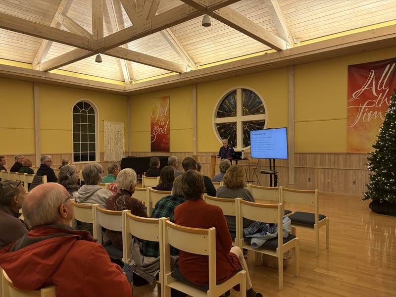 Rabbi Maralee Gordon speaks during FaithBridge's Thanksgiving program Nov. 23, 2025 in Crystal Lake.