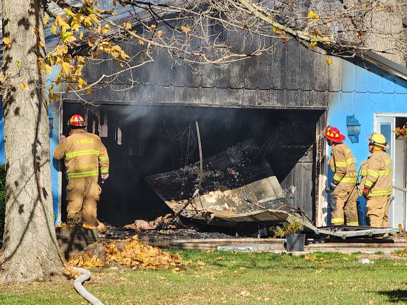 Firefighters extinguished a fire Thursday, Nov. 2, 2023, in La Moille.