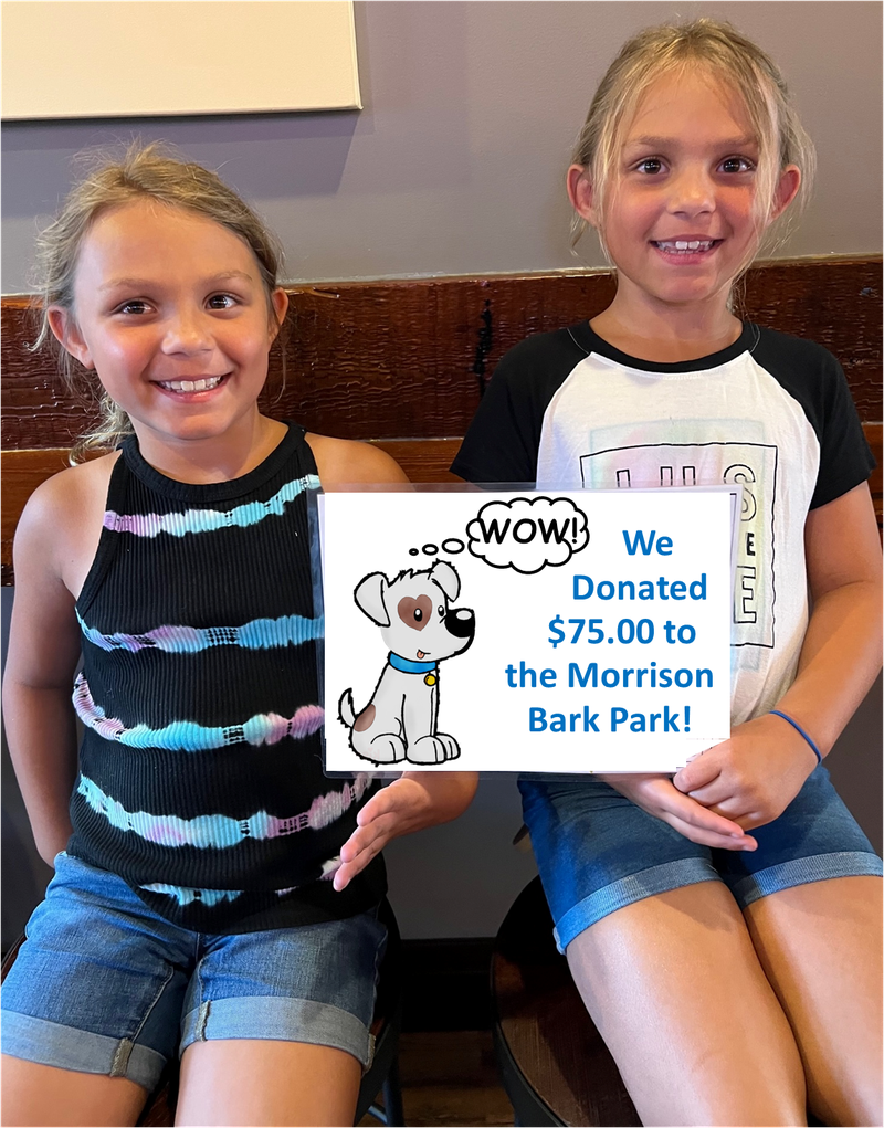 (Left to right) Mia and Jada Alvarado, who donated $75 to the Morrison Bark Park