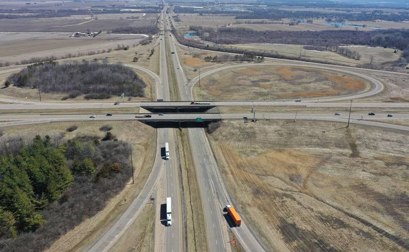 An aerial view of Interstate 80 and Interstate 39 interchanges on Thursday, March 19, 2026 near La Salle. Because of this week’s inclement weather, construction at the Interstate 39 and Interstate 80 interchange originally scheduled to begin March 16 has been delayed until March 30.
D Construction is handling the $3.7 million repair project.
The work includes repairing the I-39 bridge deck, replacing expansion joints, shoulder repairs and applying a latex overlay. 
Drivers should expect one lane of I-39 to be closed in both northbound and southbound directions during construction.
Additional shoulder repair work will also take place on I-80 near the interchange with I-39. Preliminary overnight work will occur from 8 p.m. to 6 a.m., with lane closures on I-80 during those hours. The project is expected to be completed in November.