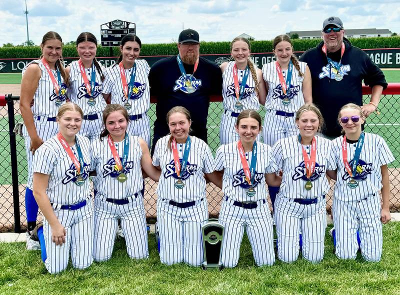 Myah Richardson of Hennepin played for the Storm 09 in the USSSA Great Lakes National Tournament in Peoria. They placed fourth. Team members are (front row, left to right) Kennedy Abraham, Lyvia Williams, Finley Hoffman, Alyx Westlake, Maddie Culp and Lexie Saylor; and (back row) Myah Richardson , Ainsley Hemmele, Aubrey Duhs, Jason Rockhold, Addi Rockhold, Ella Burke and Matt Culp.