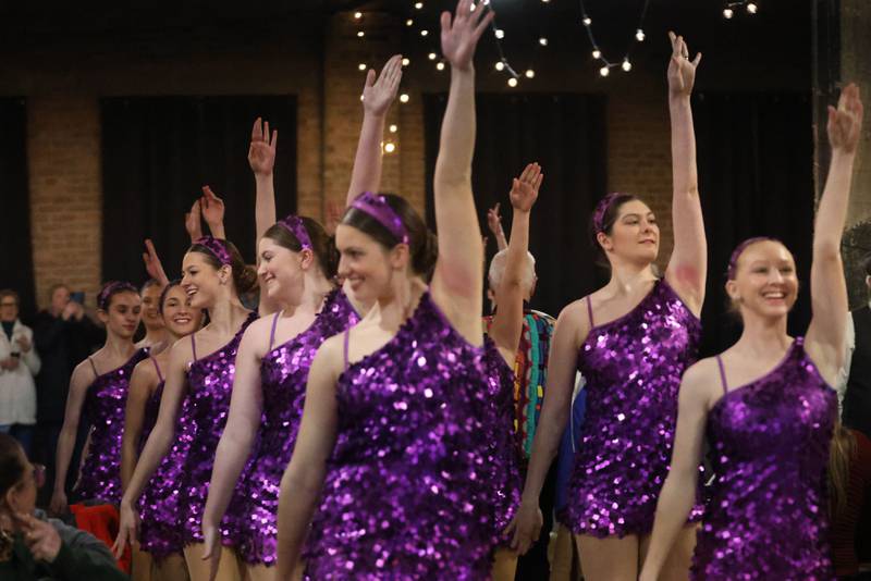 Girls from The Dance Center perform during the opening of the 9th annual NCI Artworks Mad Hatter Ball on Friday, Jan. 16, 2026 at the Westclox Event Center in Peru.