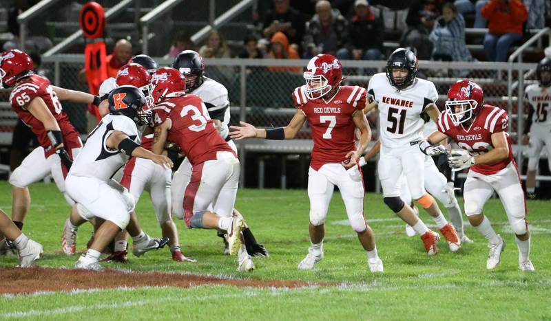 Hall and Kewanee play football on Friday, Sept. 27, 2024 at Richard Nesti Stadium.