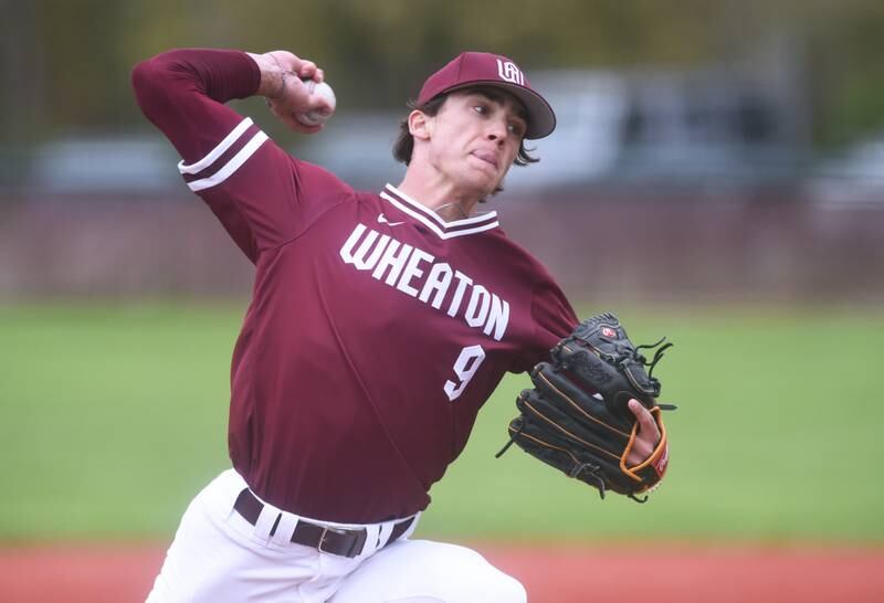 Wheaton Academy pitcher Alexander Bagley throws to a St. Francis batter during Tuesday’s baseball game in West Chicago.