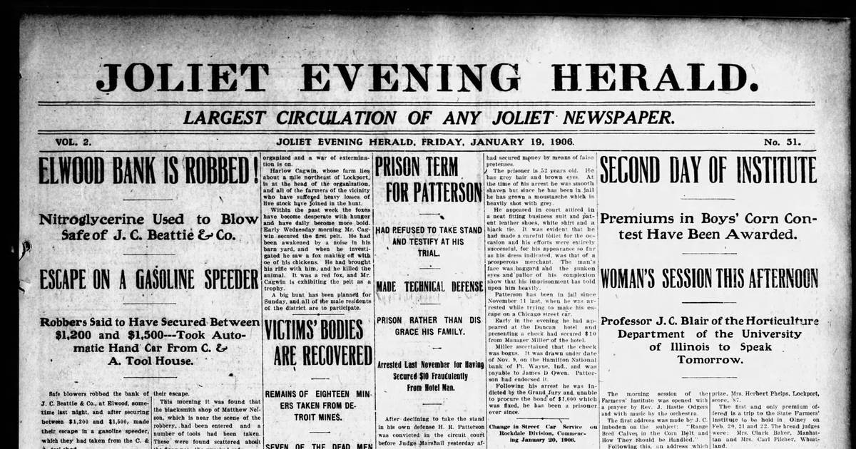 The 1906 robbery of the Elwood bank and more historical covers from January 19