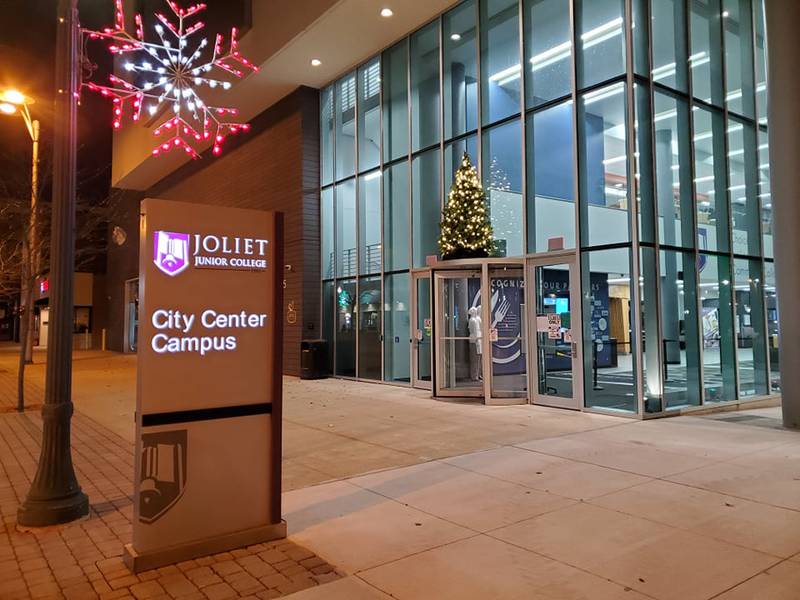 Downtown Joliet at night before the holidays is filled with a quiet, peaceful holiday spirit, if you know where to look.