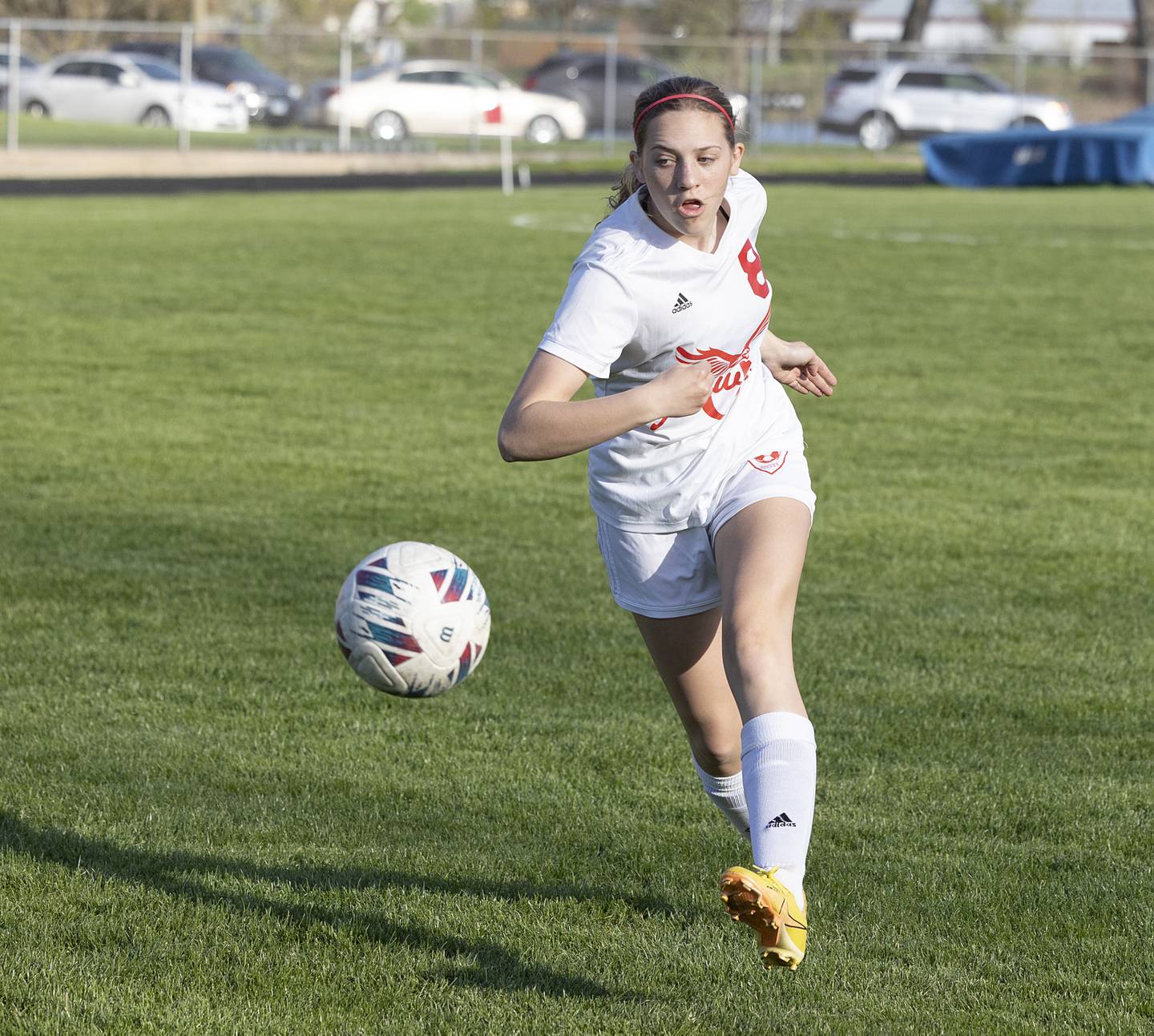 Oregon’s Addison Rufer plays the ball against Dixon on Thursday, April 25, 2024 at Dixon High School.