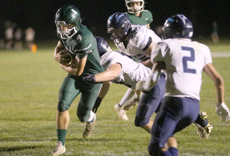 St. Bede's AJ Hermes carries the ball against Bureau Valley on Friday Aug. 29, 2025 at St. Bede Academy.