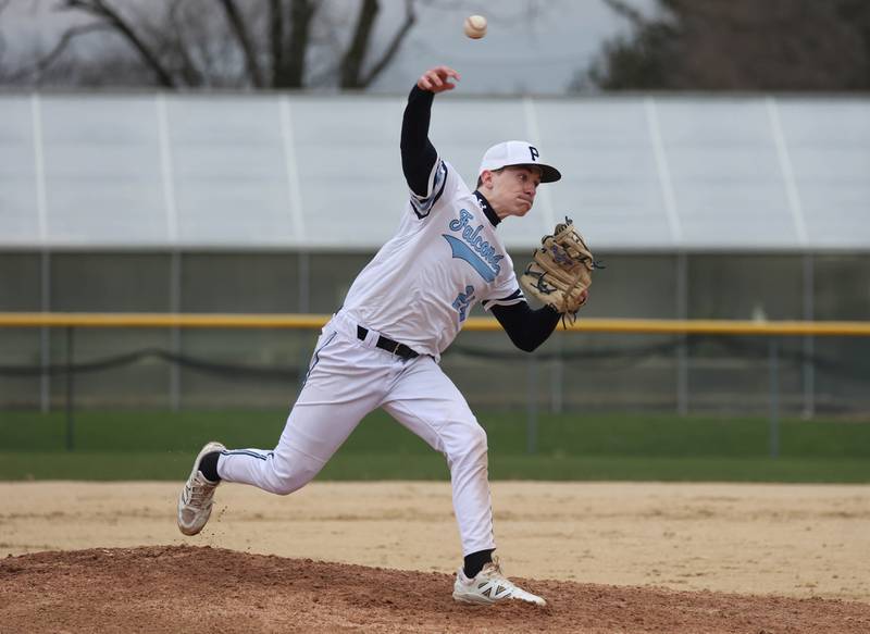 Parkview Christian Academy's Matthew Busch delivers a pitch Thursday, April 17, 2025, during their game at Hiawatha High School in Kirkland.