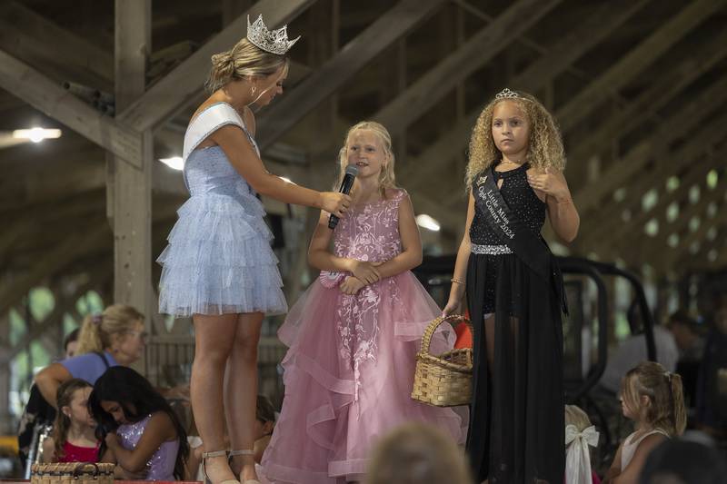 Kinsey Vincent, 8, competes in the Little Miss Ogle County pageant, Thursday, July 30, 2025, at the Ogle County Fairgrounds.