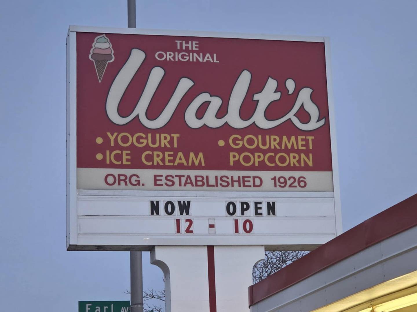 Walt’s Ice Cream is open from noon to 10 p.m., Mondays through Sundays, through late October. Walt’s is located at 1314 W. Jefferson St. in Joliet, and is seen on Sunday, March 1, 2026.