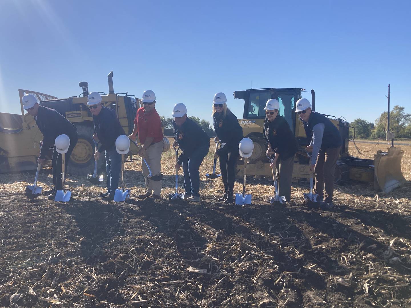 Members of the Lockport Township Fire Protection District Board participate in the groundbreaking for the district's new training facility.
Monday, Oct. 20, 2025.