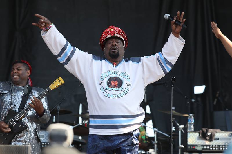 George Clinton performs with the Parliament Funkadelic on the Rise Stage on day one of Riot Fest, Friday, Sept. 15, in Chicago.