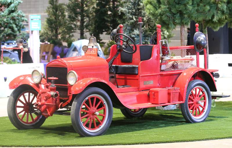 A view of a 1926 Model T Chicago firetruck on Thursday, Feb. 8, 2024 during the Chicago Auto Show in McCormick Place.