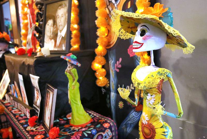 The community ofrenda Tuesday, Oct. 31, 2023, that is set up at El Jimador Mexican Grill in DeKalb. DeKalb will be hosting a Day of the Dead "Celebration of Life" Saturday, Nov. 4.