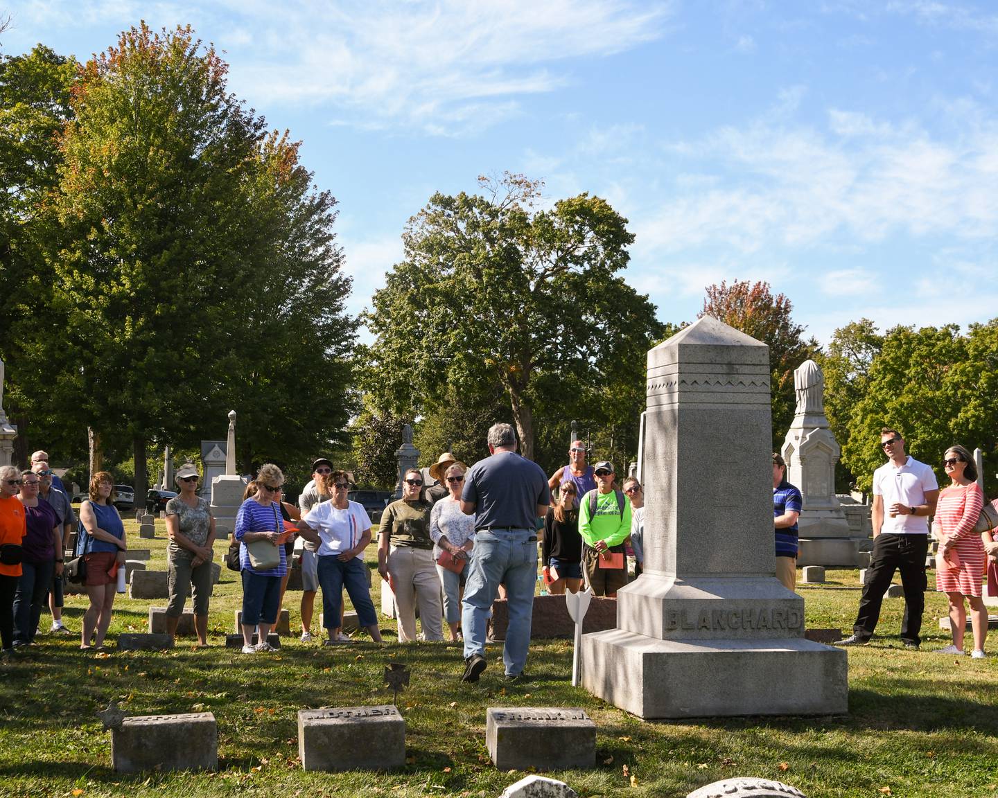 Community members came out to the Elmwood Cemetery in Sycamore on Sunday Oct. 5, 2025, during the Etched in Stone cemetery walk.