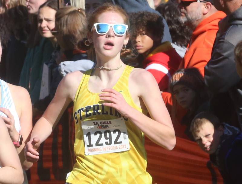 Sterling's Delia Block competes in the Class 2A State Cross Country race on Saturday, Nov. 4, 2023 at Detweiller Park in Peoria.