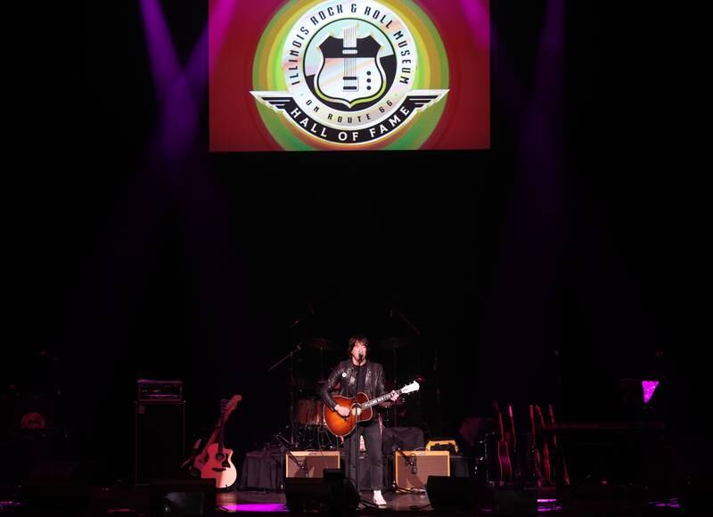 Tom Higgenson, lead singer of The Plain White T’s and Villa Park native, performs at the 3rd Annual Illinois Rock & Roll Museum Hall of Fame Induction Ceremony on Sunday, Sept. 17, in Joliet.