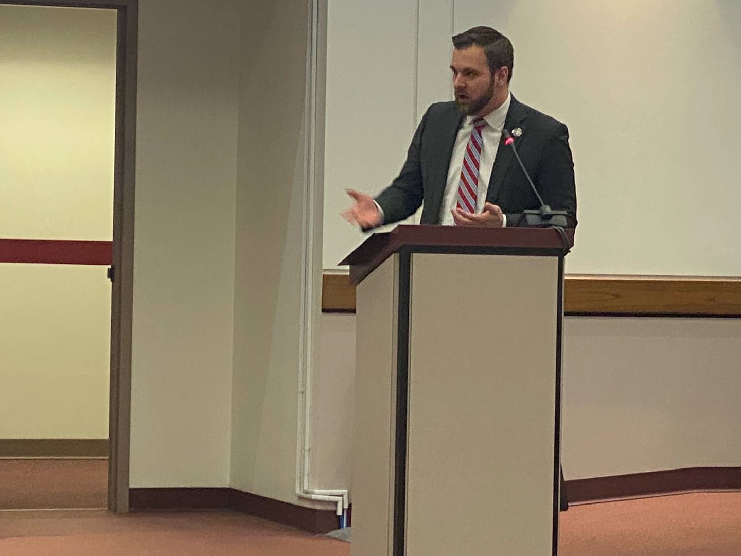 State Representative David Welter recognizing Deputy Post during Tuesday nights County board meeting