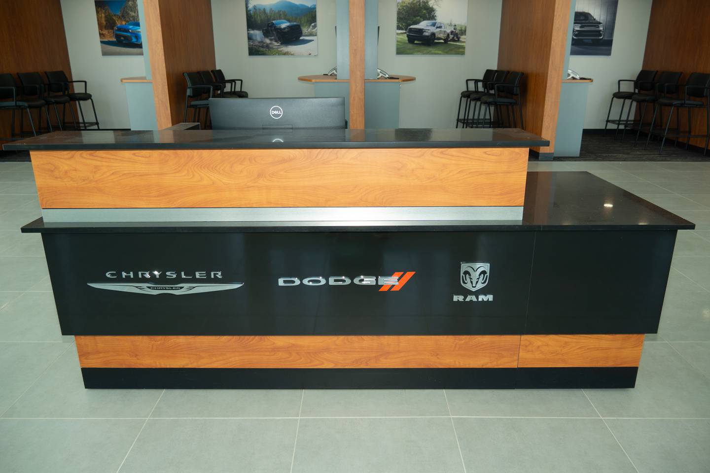 Reception desk inside the Lockport Bettenhausen dealership.