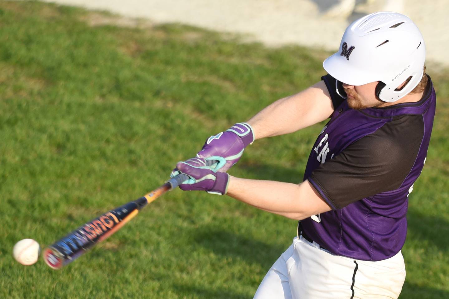 Manteno's Jake Stevens hits a pitch during a game at Wilmington Tuesday, April 21, 2026.