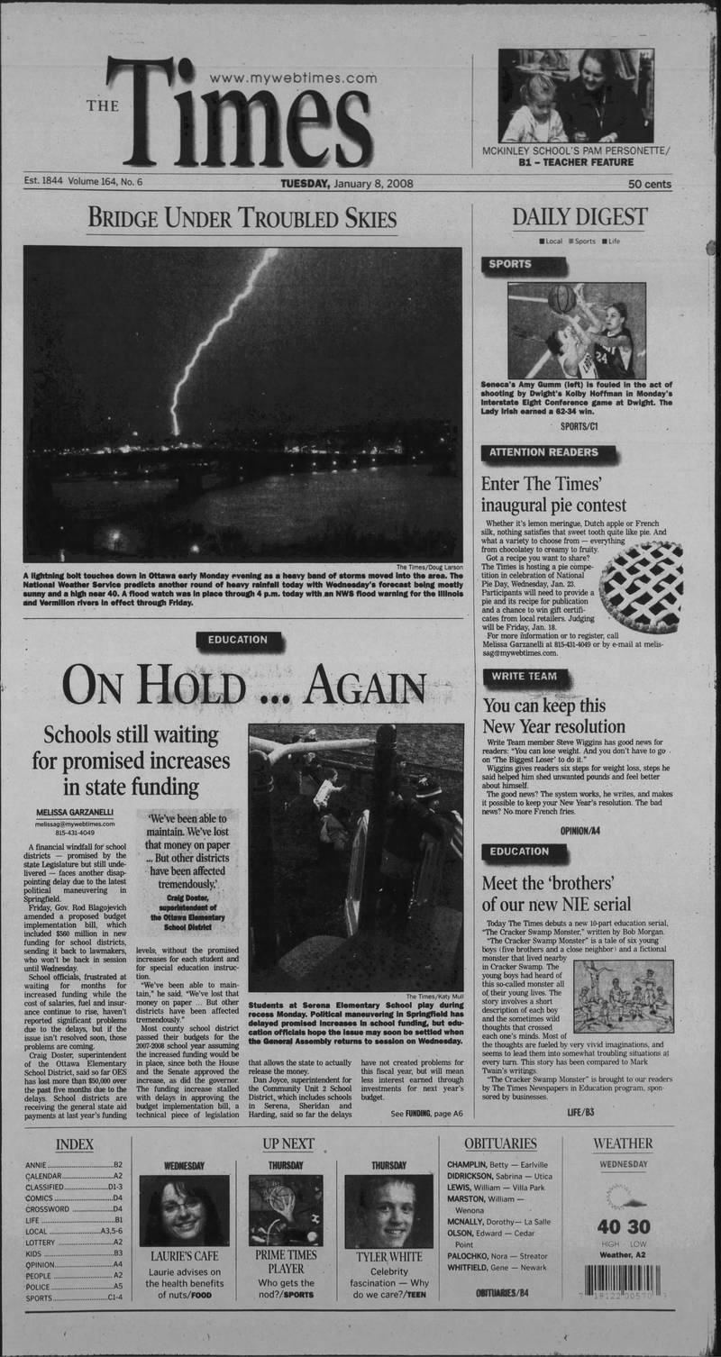 The cover of The Times for January 8, 2008