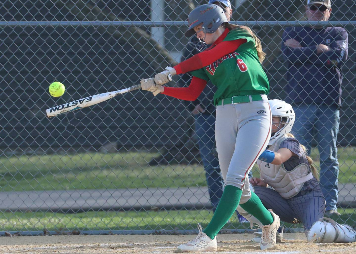L-P's Maggie Boudreau makes contact with the ball against Princeton on Tuesday, March 24, 2026 at Little Sibera Field in Princeton.