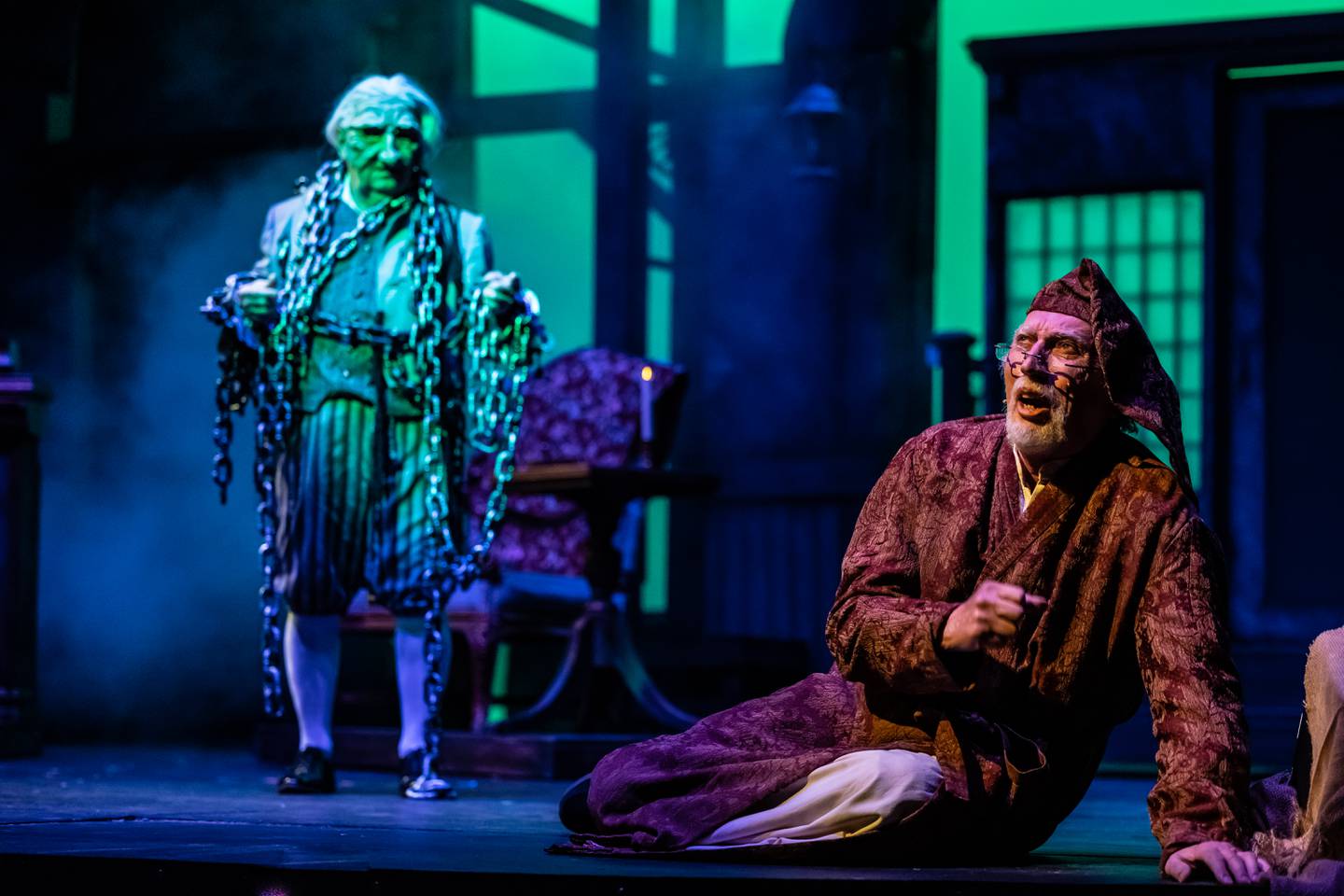 Metropolis production of "A Christmas Carol." Scrooge is played by Steve Connell.