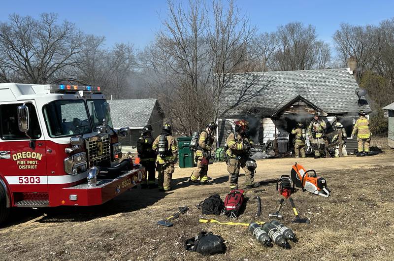 Firefighters responded to a house fire at 2010 S. Second St., in Daysville on Wednesday, March 12. 2025.