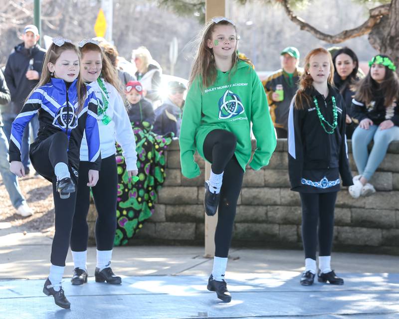 Dancers with the Bailey Murray Academy of Irish dancing perform at the Legion Park Gazeebo on Saturday, March 8, 2025 in Lemont.