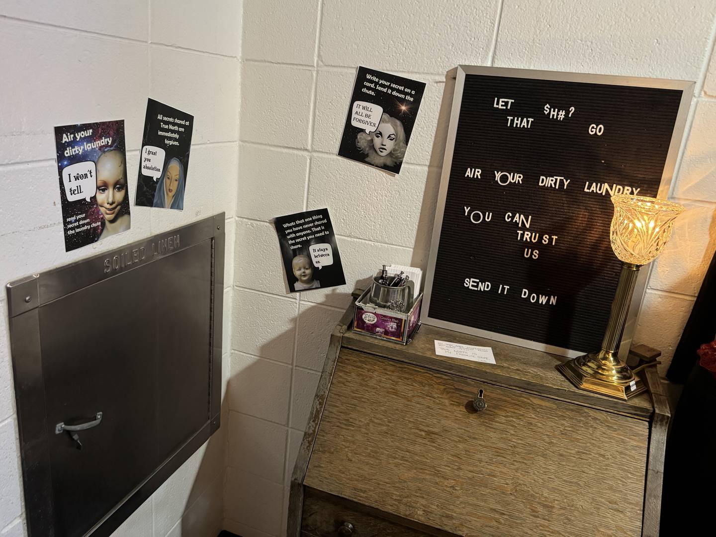 True North's second location has a place to air dirty laundry. Throw it down the laundry chute to the left, and it just might end up part of the wallpaper.