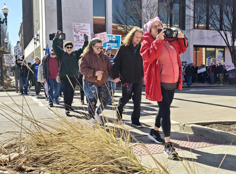 Several residents participated in the March for Democracy on International Women's Day, Saturday, March 5, 2025, in downtown Ottawa. It was one of several demonstrations across the country over the weekend.