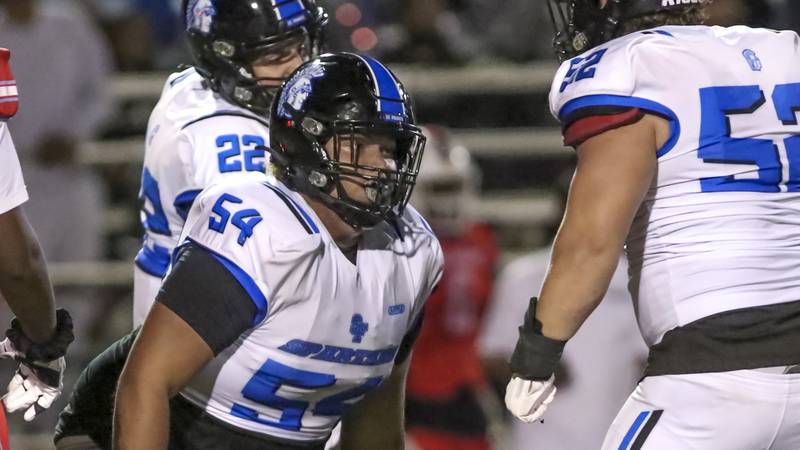 St. Francis senior, Lindenwood recruit Jaylen Torres controlling the trenches